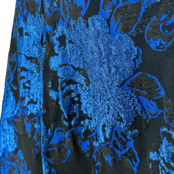 Teri Jon Metallic Jacquard Cocktail Dress, Fit & Flare, Floral, Half Sleeve | 8 - Picture 8 of 11